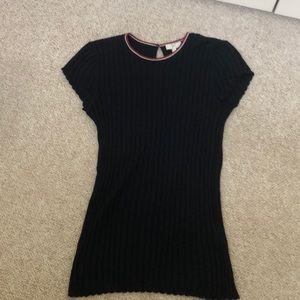 Joie navy ribbed scalloped edge short sleeve top